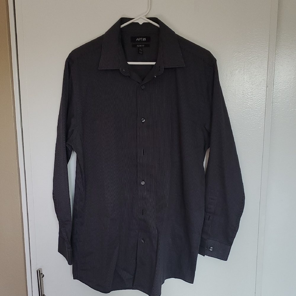 Apt. 9 Men's Black And White Stripe Dress Shirt 16.5 Gorgeous!